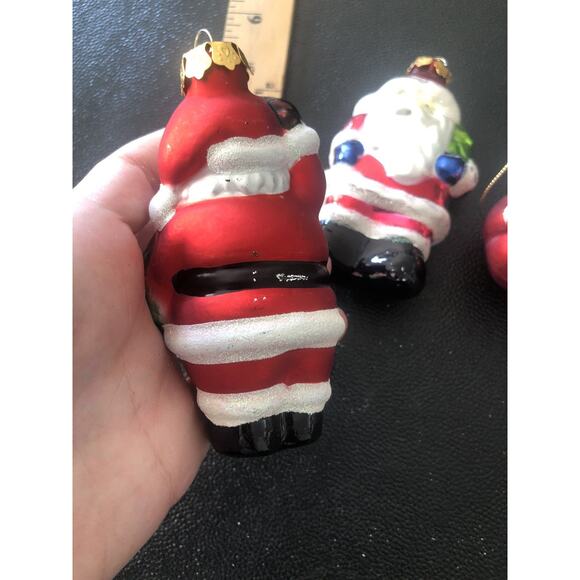Vintage Eclectic CHRISTMAS BLOWN GLASS SANTA Lot Of 4 - Picture 3 of 10